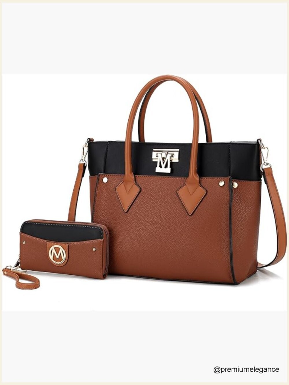 Vegan Leather Tote Bag with Wristlet Wallet